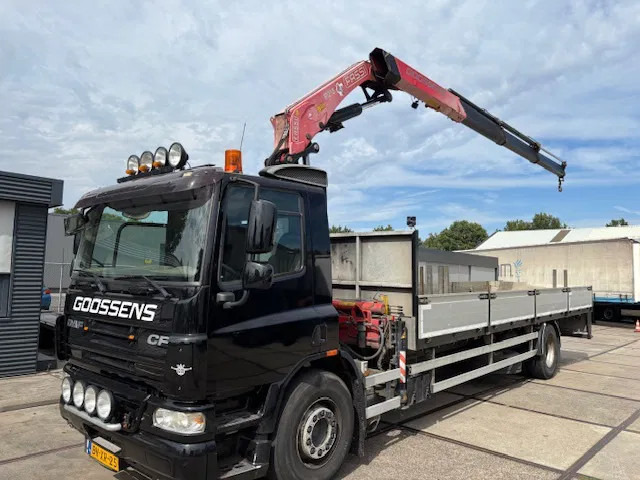 Crane Manipulator Truck DAF CF 75.250 4x2 Fassi F215 crane Radio controlled Flat bed body 4 T 15 T